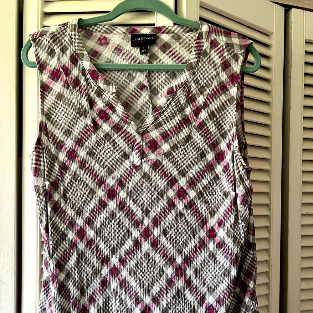 Lane Bryant sleeveless grey and purple top